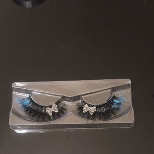 Black and Blue With Clear Bow Custom Made False Eyelashes